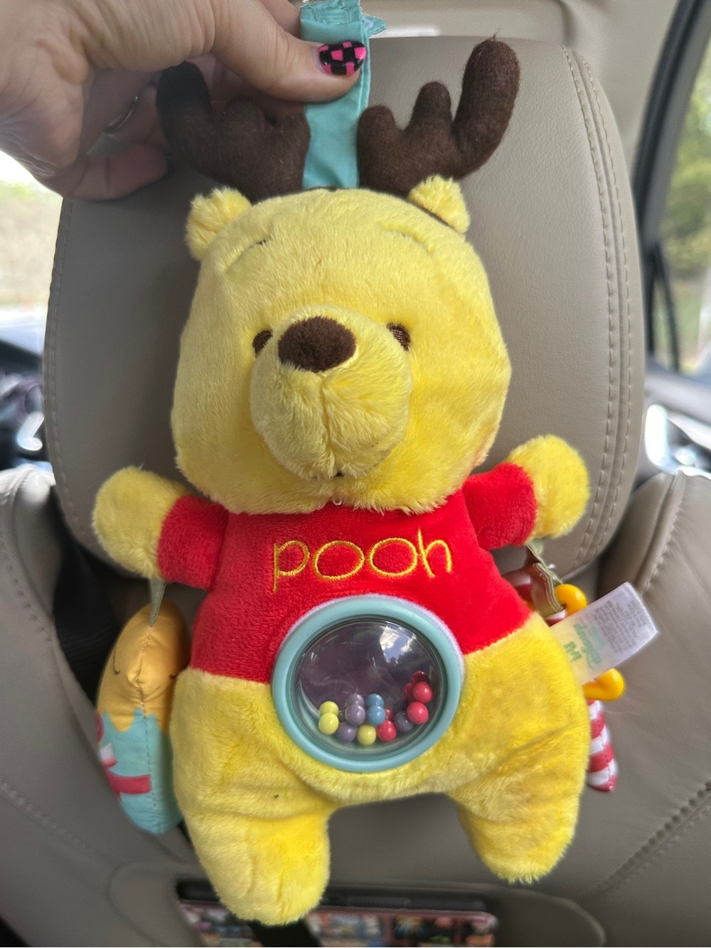 Disney Winnie the Pooh Plush Toy – Yellow, Red & Brown Antlers